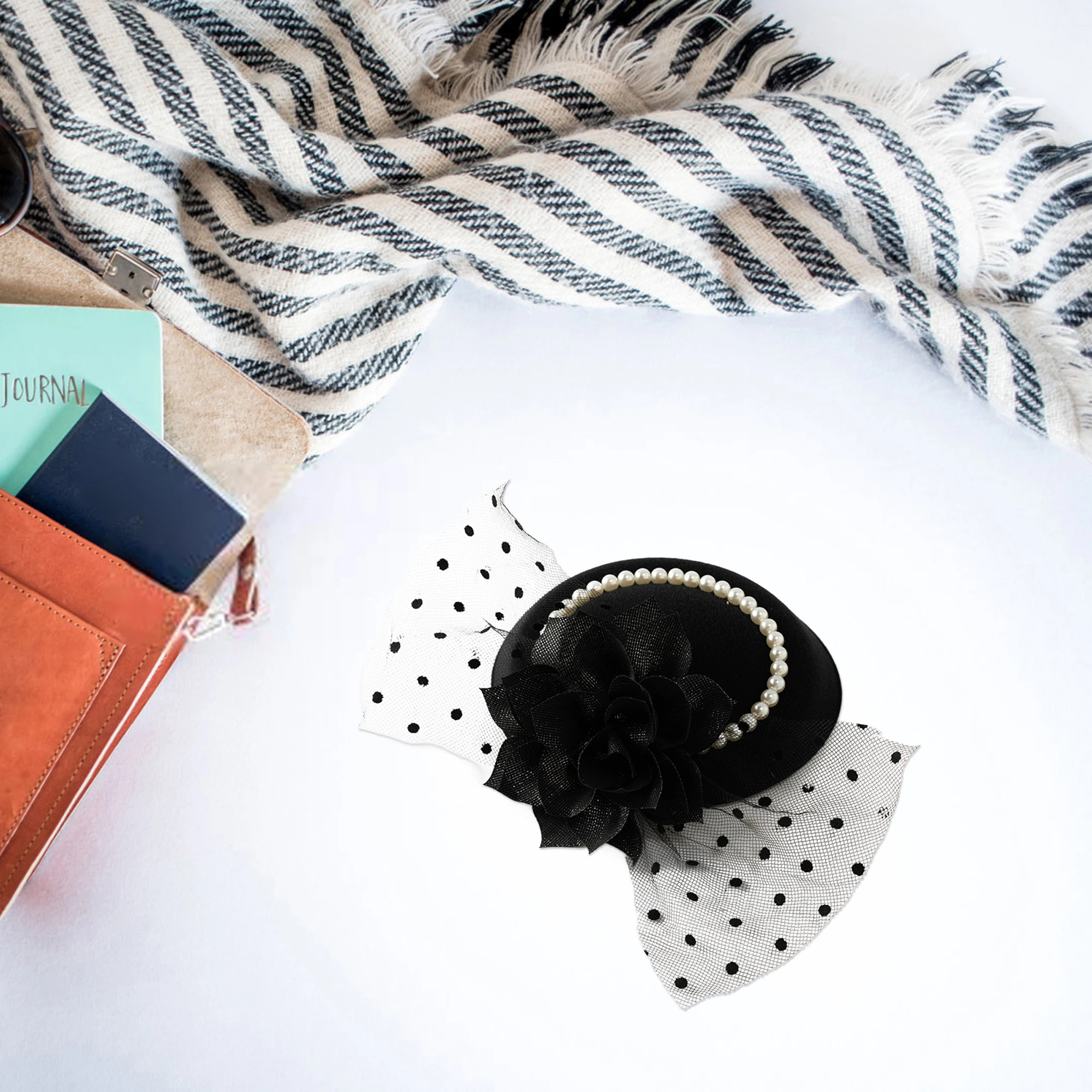 

Black Lace Veil Fascinator Headband Vintage Flower Feather Hair Clip for Women Wedding Party Cosplay Costume Festival Headpiece