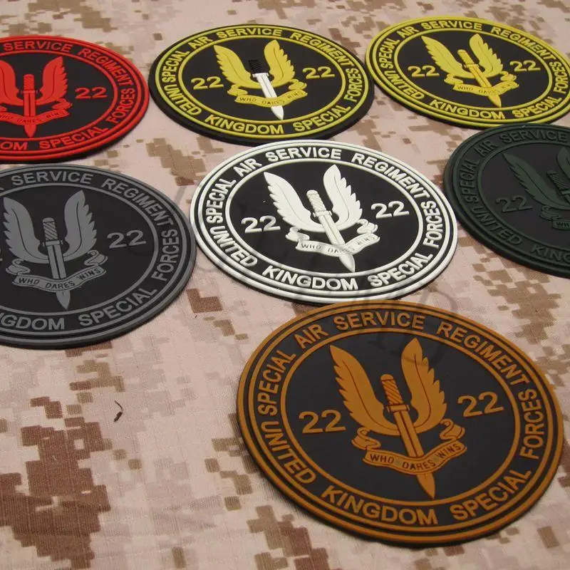 Luminous 3D PVC Patch, Special Air Service, S.S.S, WHO DARES, WINS Black, Red, Green, Grey, Tan, UK