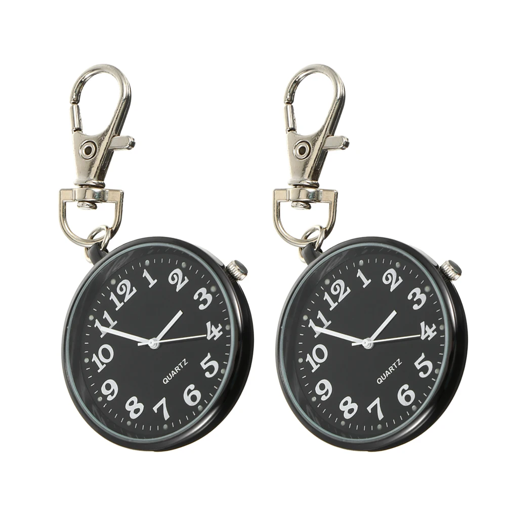 2 pçs quartzo pendurado grande dial relógios de bolso display digital chaveiro relógios para estudantes idosos enfermeiras portátil peito