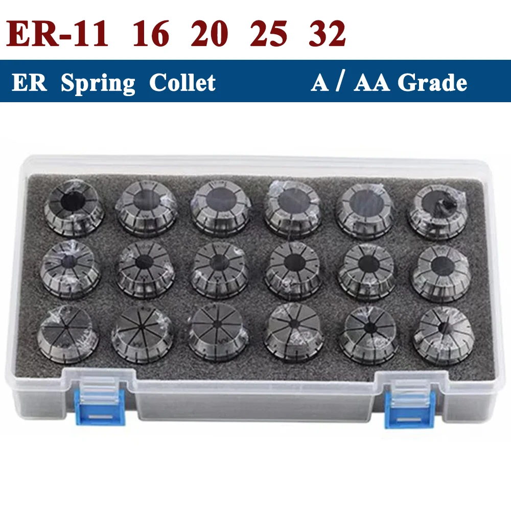 

ER11 ER16 ER20 ER25 ER32 ER40 Set ER Spring Collet Suit Chuck 0.015 0.008mm A AA for CNC Milling Tool Holder Engraving Machine