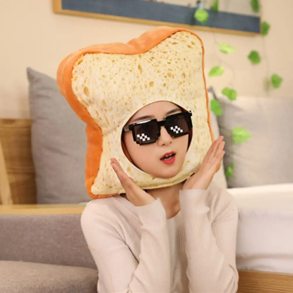 Creative Plush Funny Toast Hat Photo Props Soft Cute Bread Hat Novelty Plush Toast Cap Adults