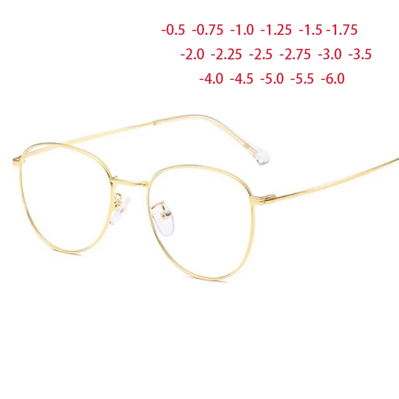 

Classic Round Women's Metal Frame Optical Glasses Anti Blue Light Computer Oval Eyeglasses Diopter 0 -1.0 -2.0 To -6.0