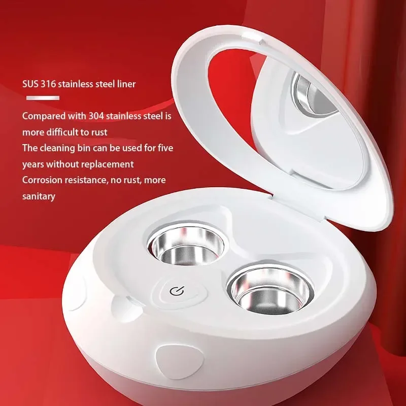 Portable Contact Lens Cleaner 100KHz  Mini Ultrasonic Cleaner For Contact Lenses Cleaning