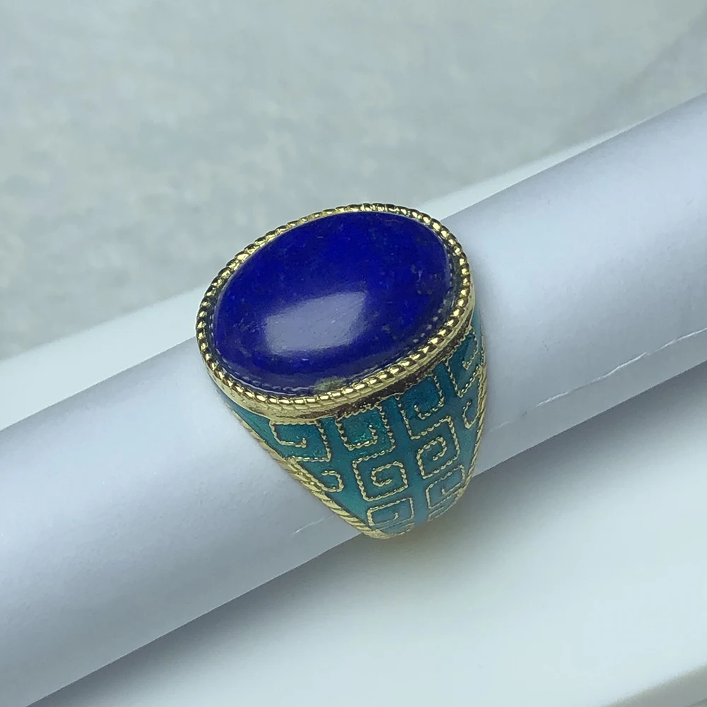 

Natural lapis silver ring, oval 13mm*18mm, special craftsmanship, classical style for both men and women jewelry