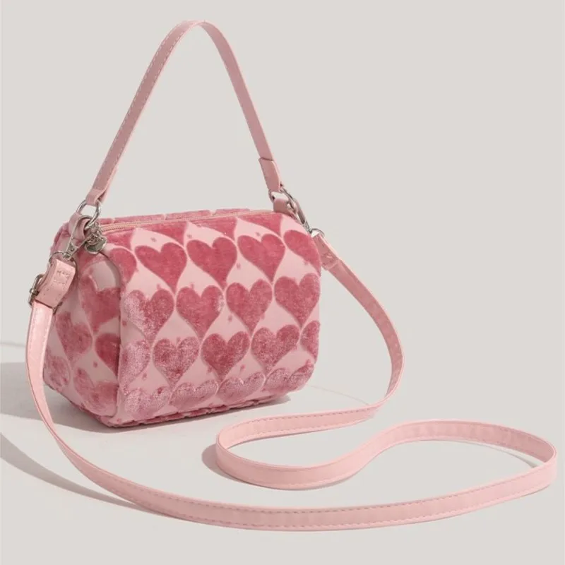 JIAERDI Sweet Heart Pink Y2k Hand Bag Women New Hot Girls Handle Chic Casual Messenger Bag Female Retro Messenger Bag Aesthetic