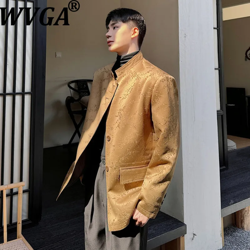 

WVGA осень-зима новый мужской индивидуальный двусторонний костюм пальто нишевый шикарный повседневный пиджак с воротником-стойкой и длинными рукавами Ins W14373