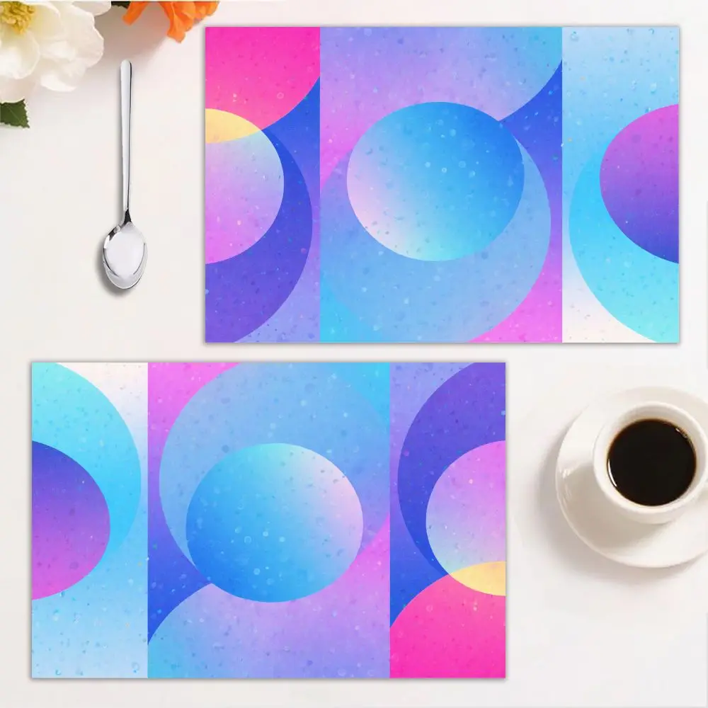 

4 шт. стильные салфетки с геометрическим градиентом 12 × 18 дюймов, современные коврики для стола, домашняя столовая, сезонные торжества, моющиеся, термостойкие