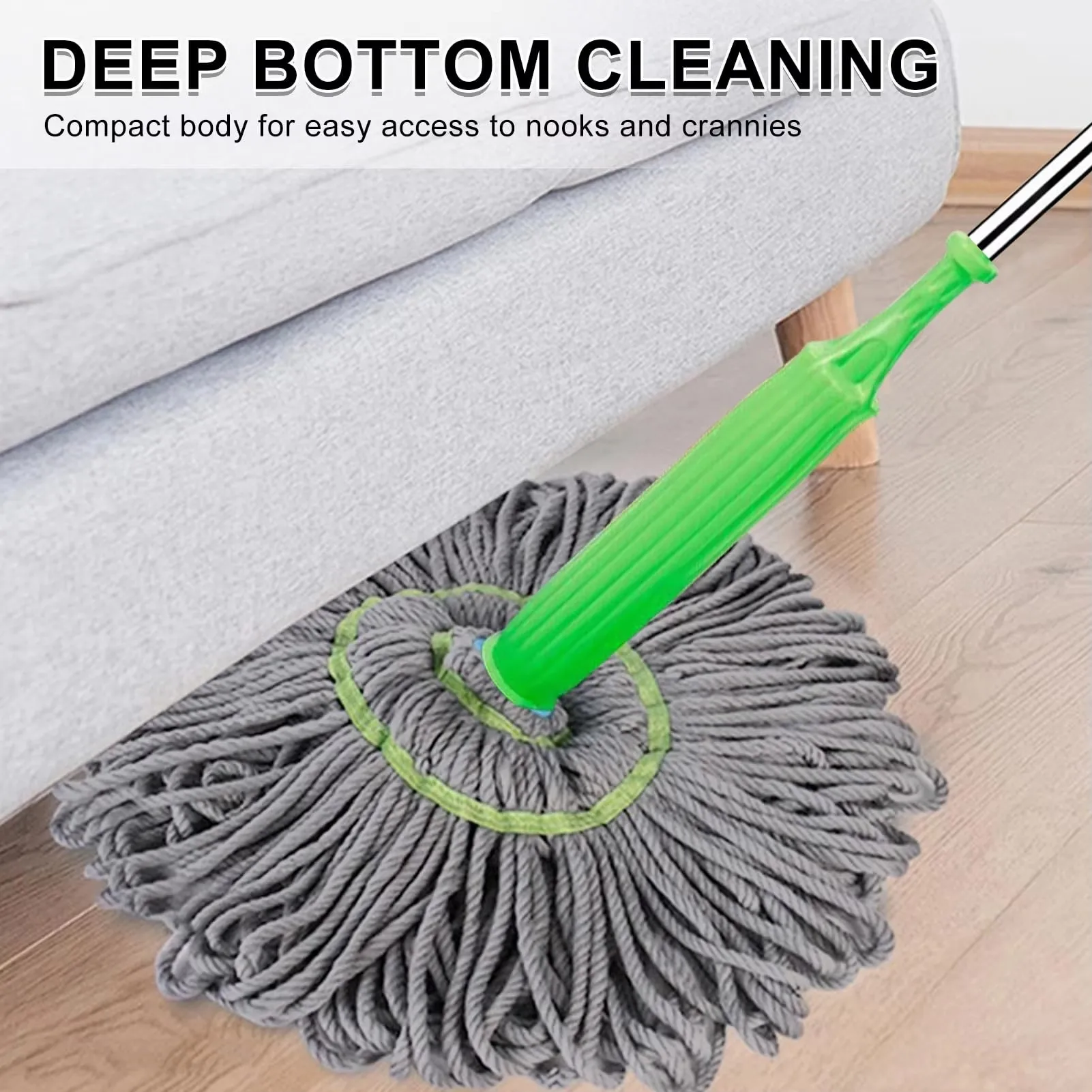 Haushalts-Spin-Reinigungsmopp, wiederverwendbarer Bodenreiniger, praktisch für die Reinigung von Schlafzimmer, Badezimmer, Küche, Wohnzimmer