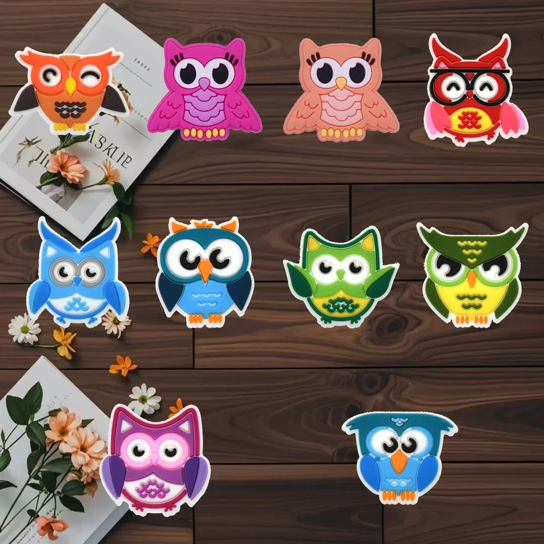 100Pcs Bulk Shoe Charms for Crocs Accessories Shoes Color Owl Shoes Charm for Croc Decorations Pins Men Jeans Woman Clogs Clips