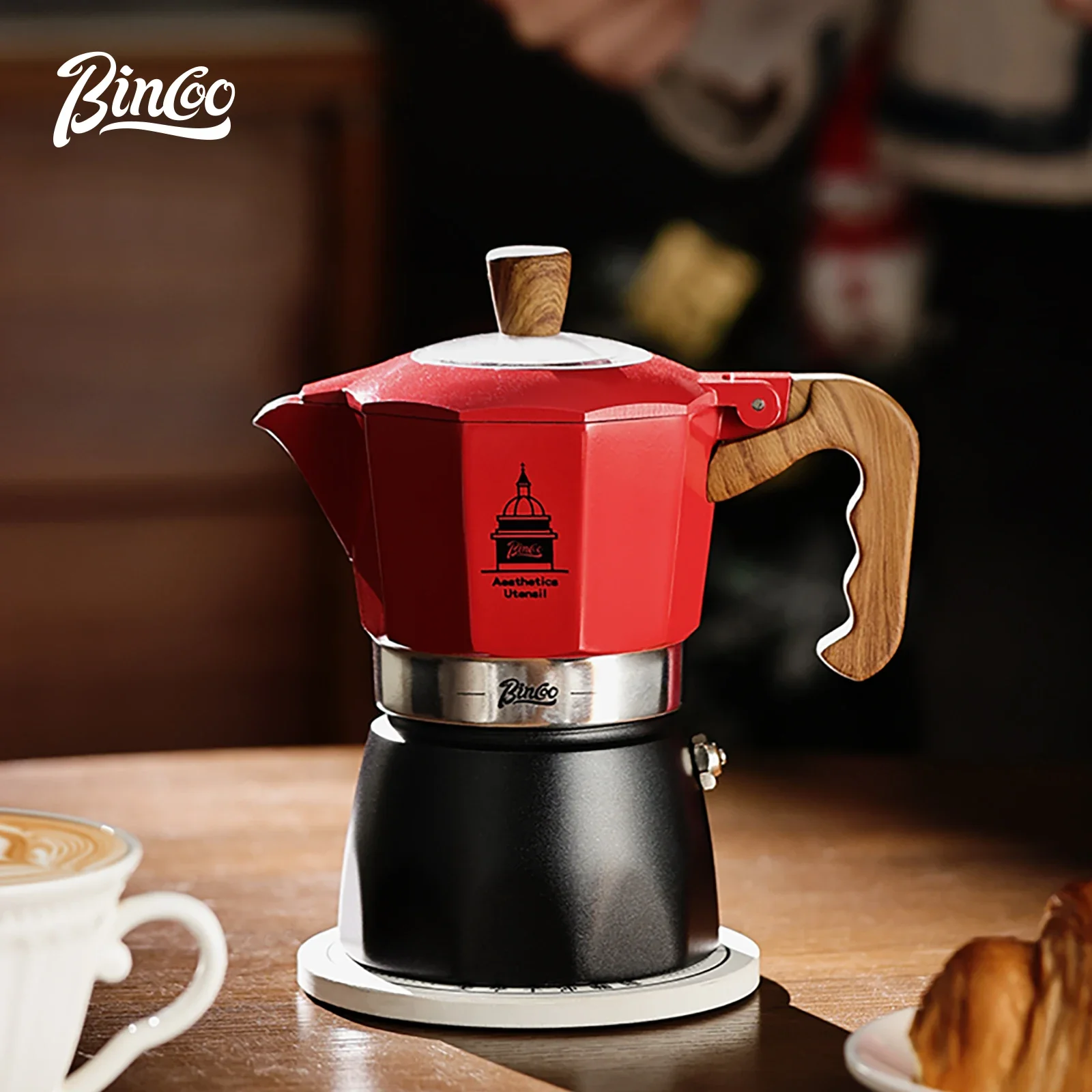 Bincoo Double Valve Coffee Moka Pot Espresso Machine Electric Stove Brewed Coffee Italian Home Outdoor Barista Accessories 220V - view 5