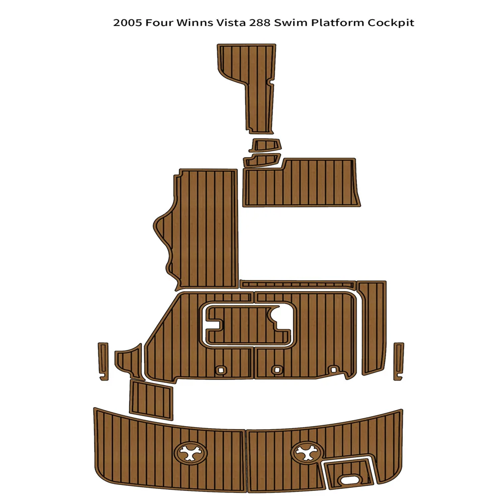 

2005 Four Winns Vista 288, платформа для плавания, коврик для кабины, лодка, коврик из тикового дерева из ЭВА