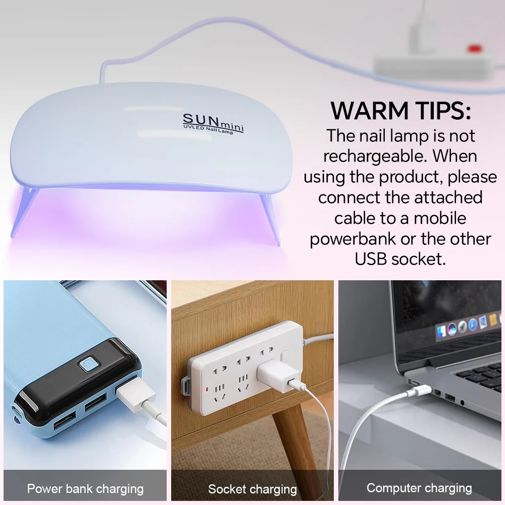 Professional UV LED Nail Lamp, USB Powered Nail Curing Light for Quickly Gel Nails, Portable Foldable Gel Polish Drying Machine view 6
