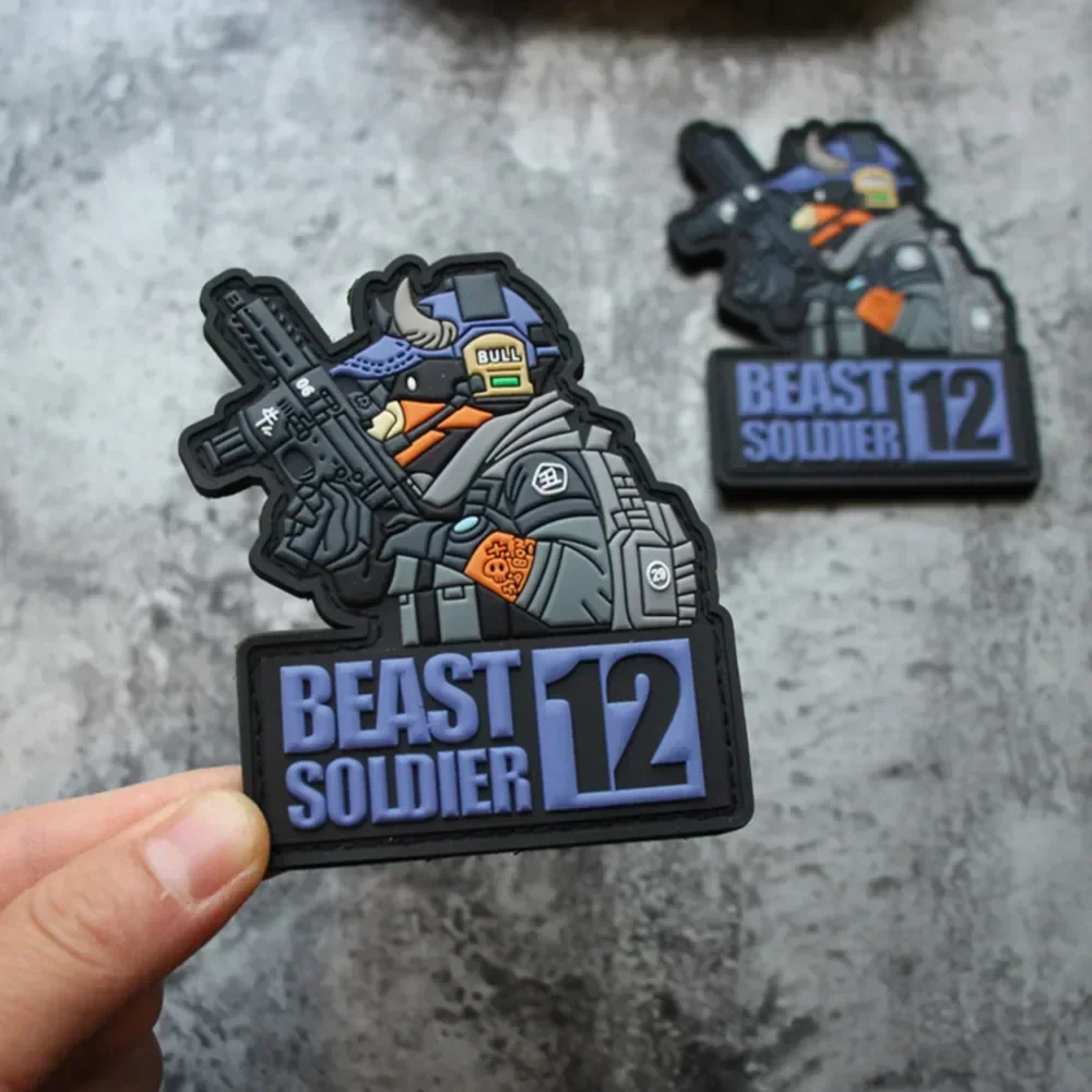 Tactical Beast Warrior Patch 3D PVC Animal Team Hook Chinese