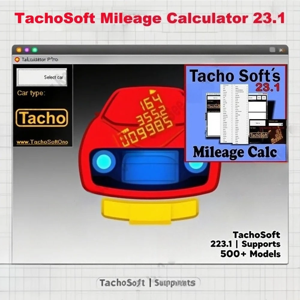 Latest TachoSoft Mileage Calculator 23.1 obd2 scanner Software Car Maintenance Tools With License Digital Odometer Calculators