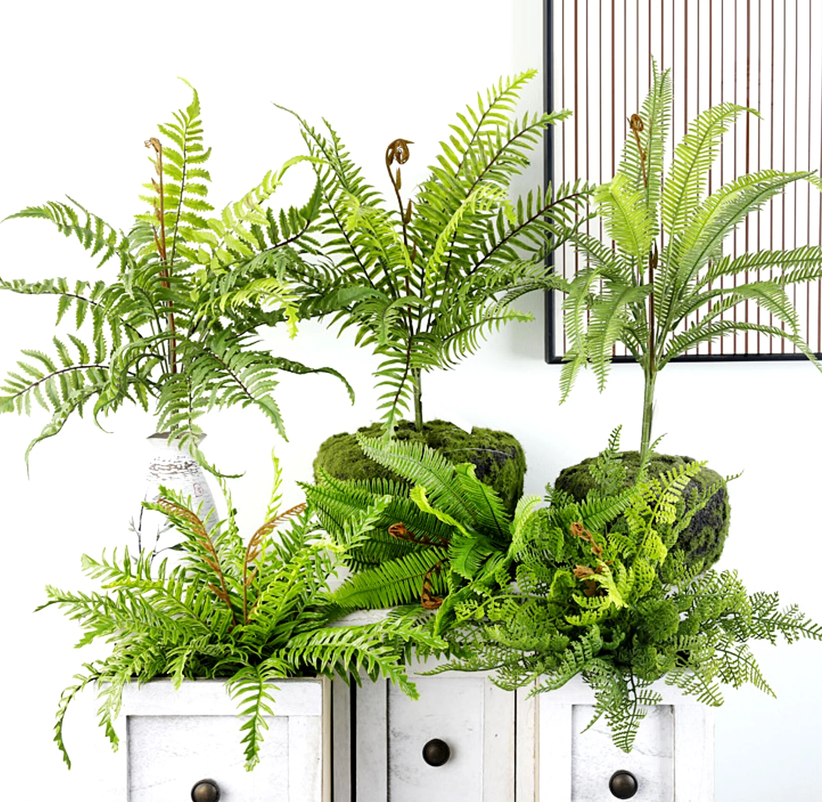 

48cm（19in）Artificial fern leaves Persian grass plant wall accessories greening materials DIY landscaping home office decoration