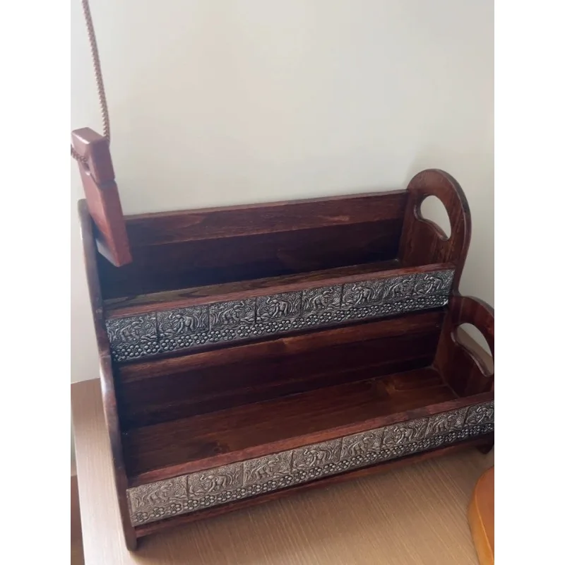 

Винтажная деревянная подставка для хранения в китайском стиле, органайзер для ванной комнаты, ящик для хранения косметики, полка из цельного дерева, подставка для туалетного столика