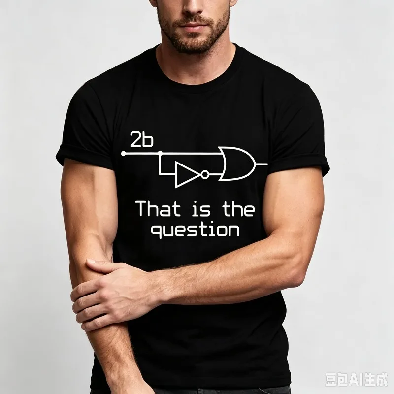 2B That Is The Question Men’s Funny Programmer Graphic T-Shirt Soft Modal Casual Tee for Coding Lover Tech Fan Streetwear Gift