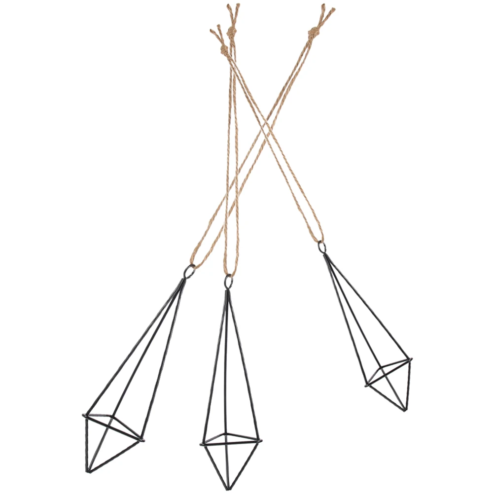 

3pcs Hanging Air Plant Holder Metal Geometric Planter For Home Wall Window Display Iron Hanger Basket Indoor Greenery Decorative