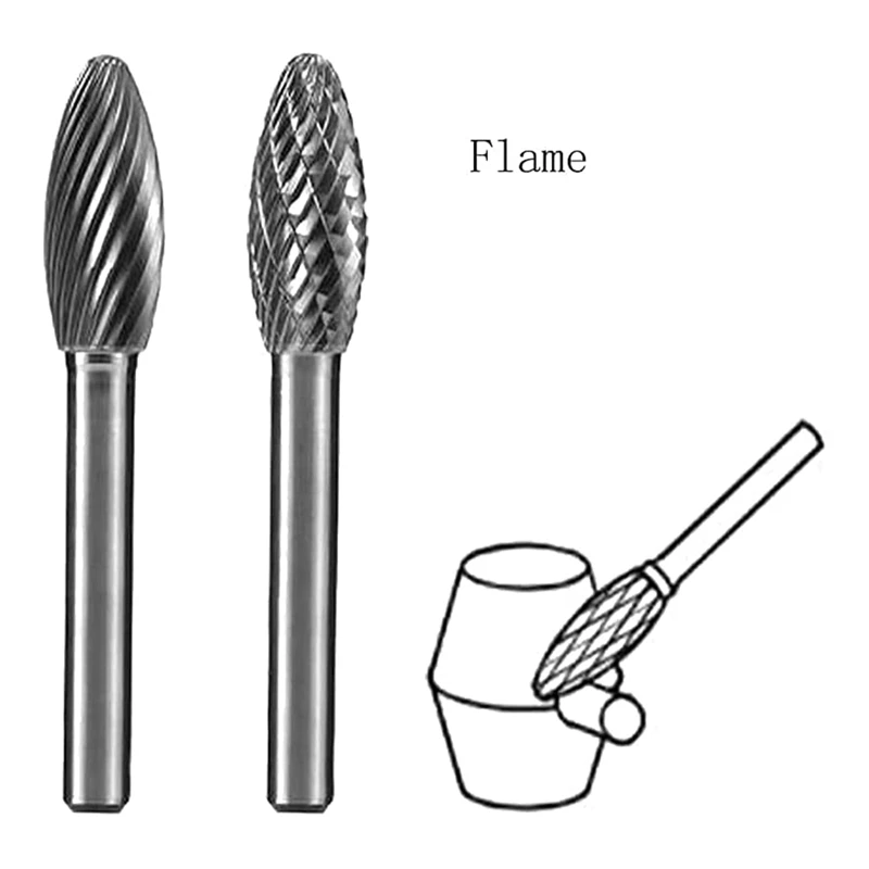 2 Pcs H Type 10Mm Cutting Dia Aluminum Cutting Tungsten Carbide Burr File With 1/4 Shank For Rotary Tool Or Die Grinder