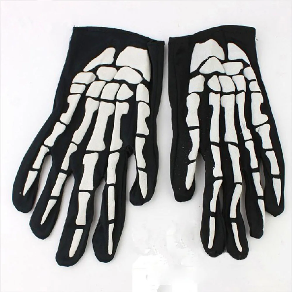 Halloween Gloves Black White Makeup Props Halloween Supplies Naturalness Skull Ghost Claw Gloves Festival Products