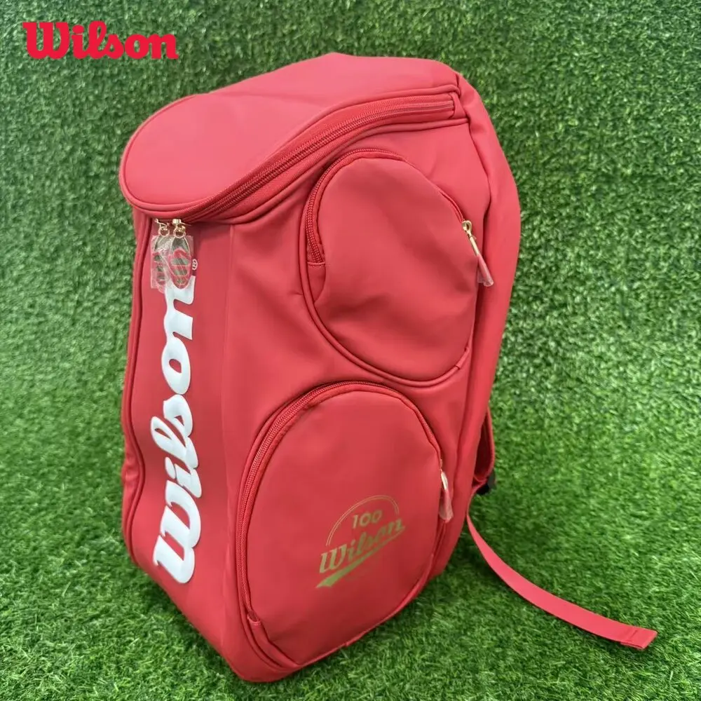 

Wilson Tennis Backpack 100th Anniversary with White and Red Edges High-Capacity Holds 2Tennis Rackets Men Women Sports Backpack