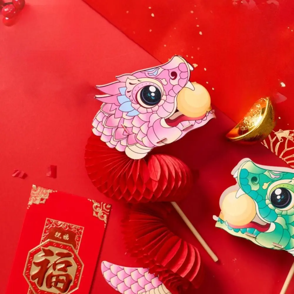 Chinese Tradition Lion Dance 2025 Steric Mini Snake DIY Paper Snake Spring Festival Entertainment Finger Lion Dance Children