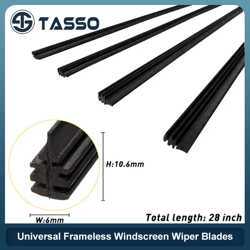 

4PCS 6mm Car Wiper Blade Refill Strips Car Windshield Rubber Strip Wiper 14"---28" Frameless Wiper Accessorie