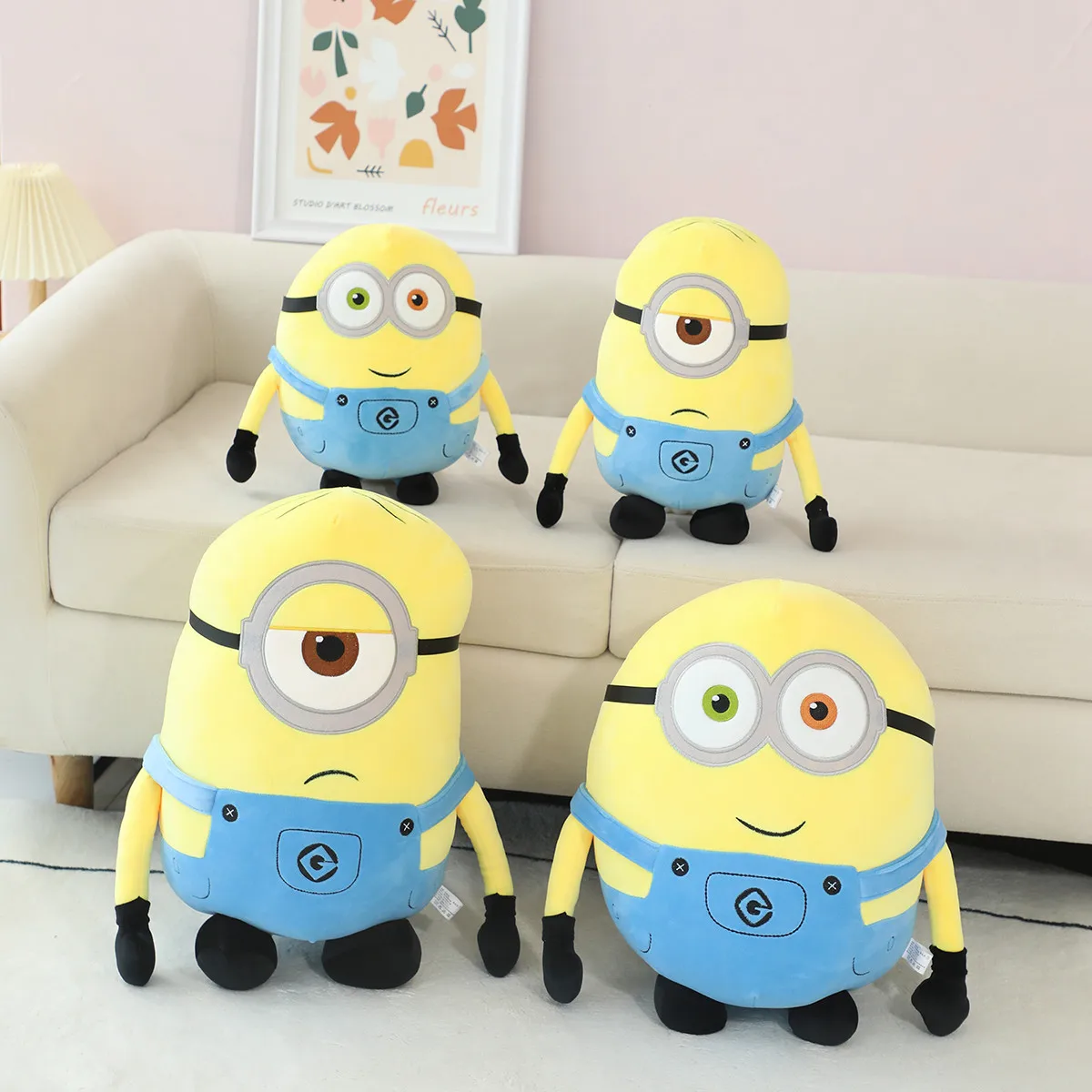 Cute Minions Movie Periphery Yellow Plush Bob Plush Stuart Stuffed Toys In Jeans Soft Dolls Pillow Decoration Children Xmas Gift