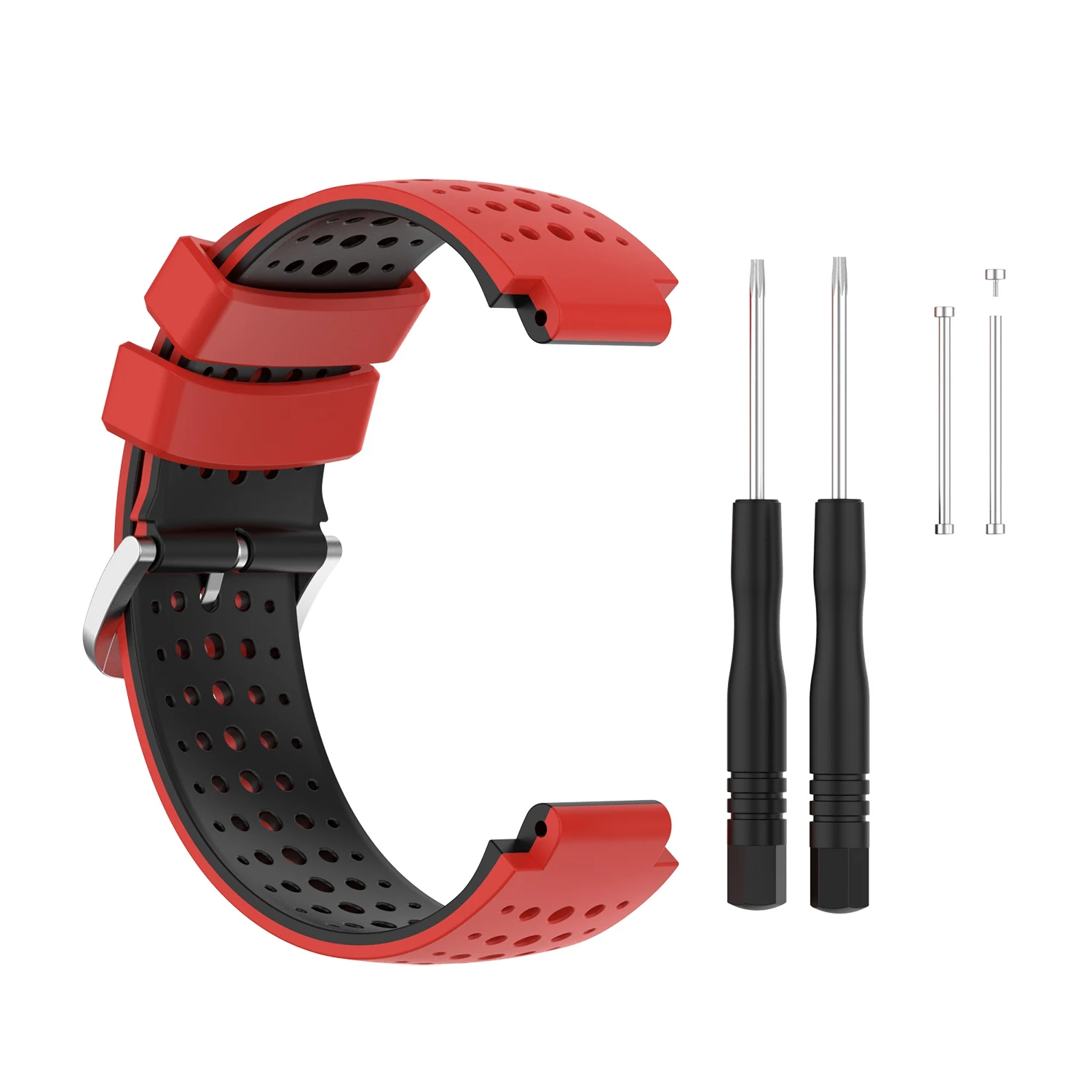 Silicone Watch Band Strap for Garmins Forerunner 220 230 235 620 630 735 Wristband with Repair Tool Black+Red