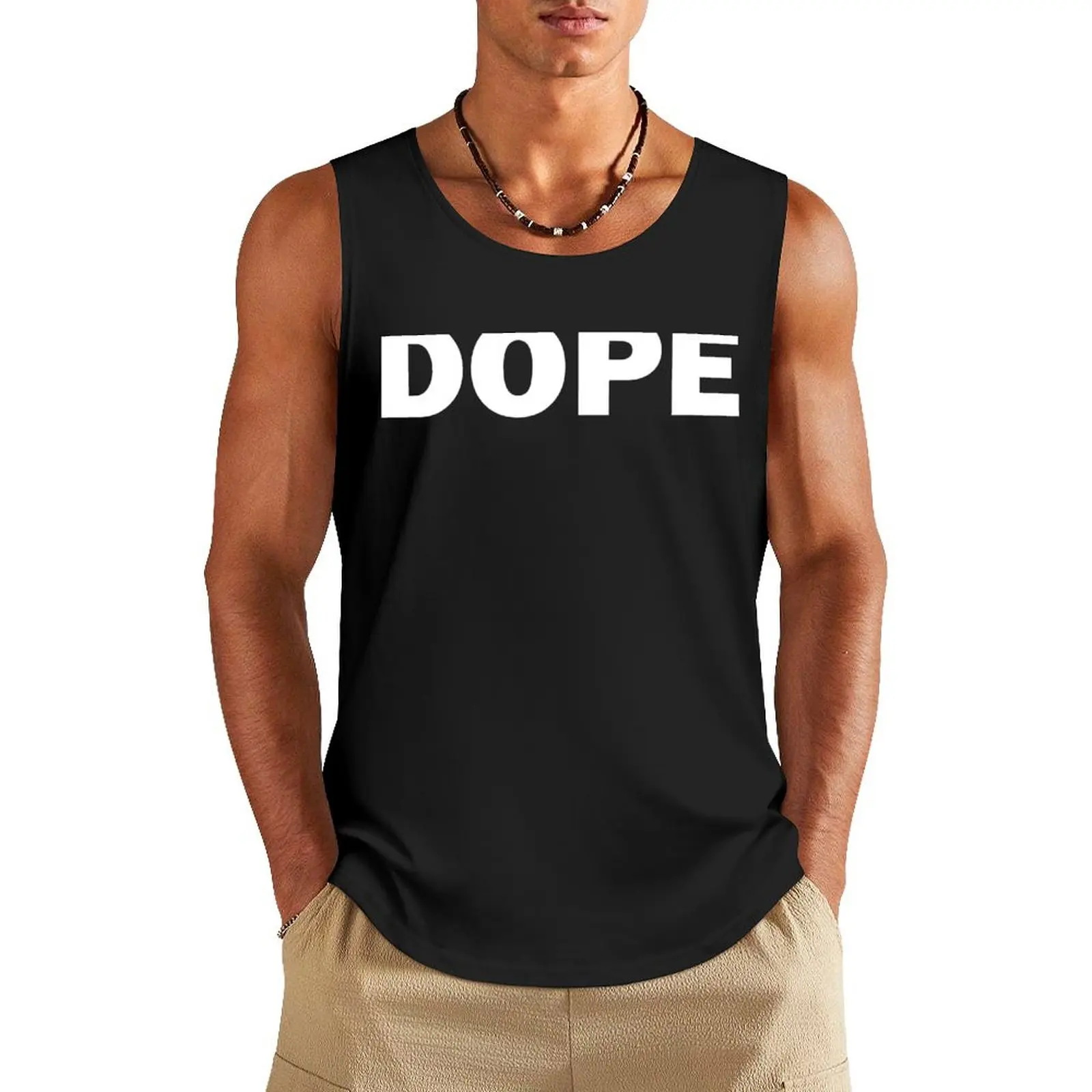 

Dope White Tank Top Men's tops bodybuilding for men Gym T-shirts for men
