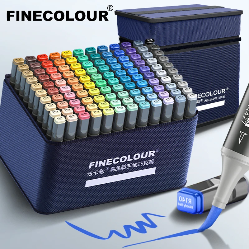 FINECOLOUR EF104 Alcohol Art Markers Brush Marker Pen Set Color Refillable Dual Tips Sketching Drawing Manga Art Supplies