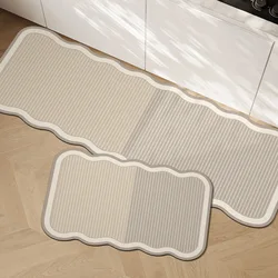 Wabi Sabi style diatomaceous earth kitchen mat, household long strip absorbent and oil absorbing two-piece set floor mat