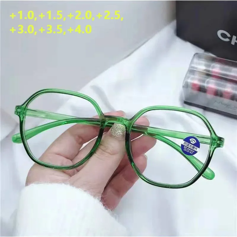 

Irregular Polygon Green Reading Glasses for Women Plastic Frame Anti-fatigue Elders Presbyopic Eyeglasses +1.0 +1.5 +2.0