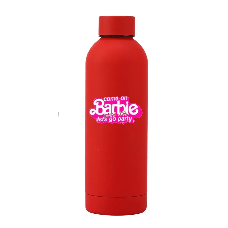 500Ml Barbie 304 Stainless Steel Water Cup Anime Cartoon Princess Sports Car Bottle Portable Thermos Cup Cold Water Bottles