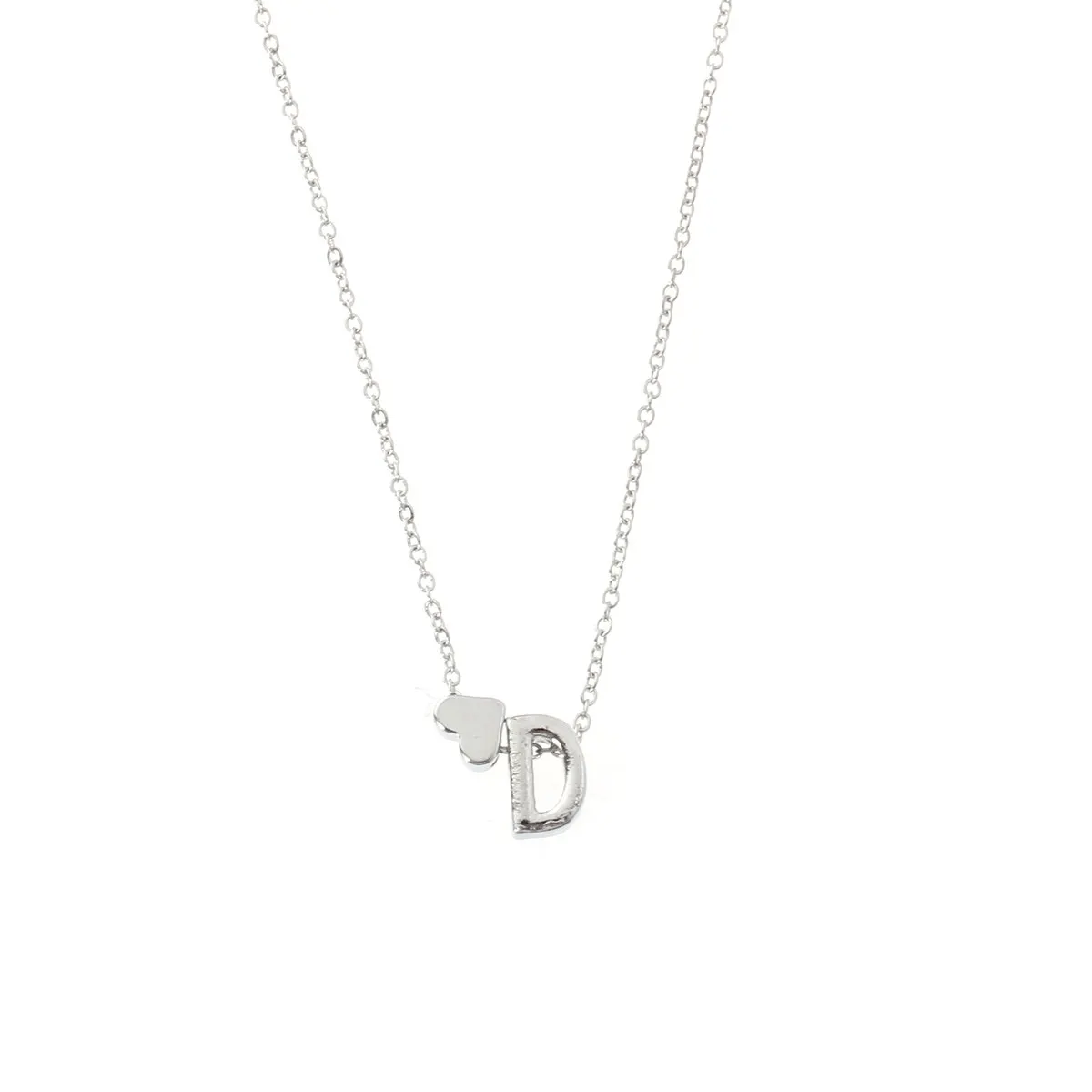 Silver D Peach Shape Necklace Alphabet Letter Personalized Elegant Lightweight Nickel Free Necklace for Women Gift for Birthday