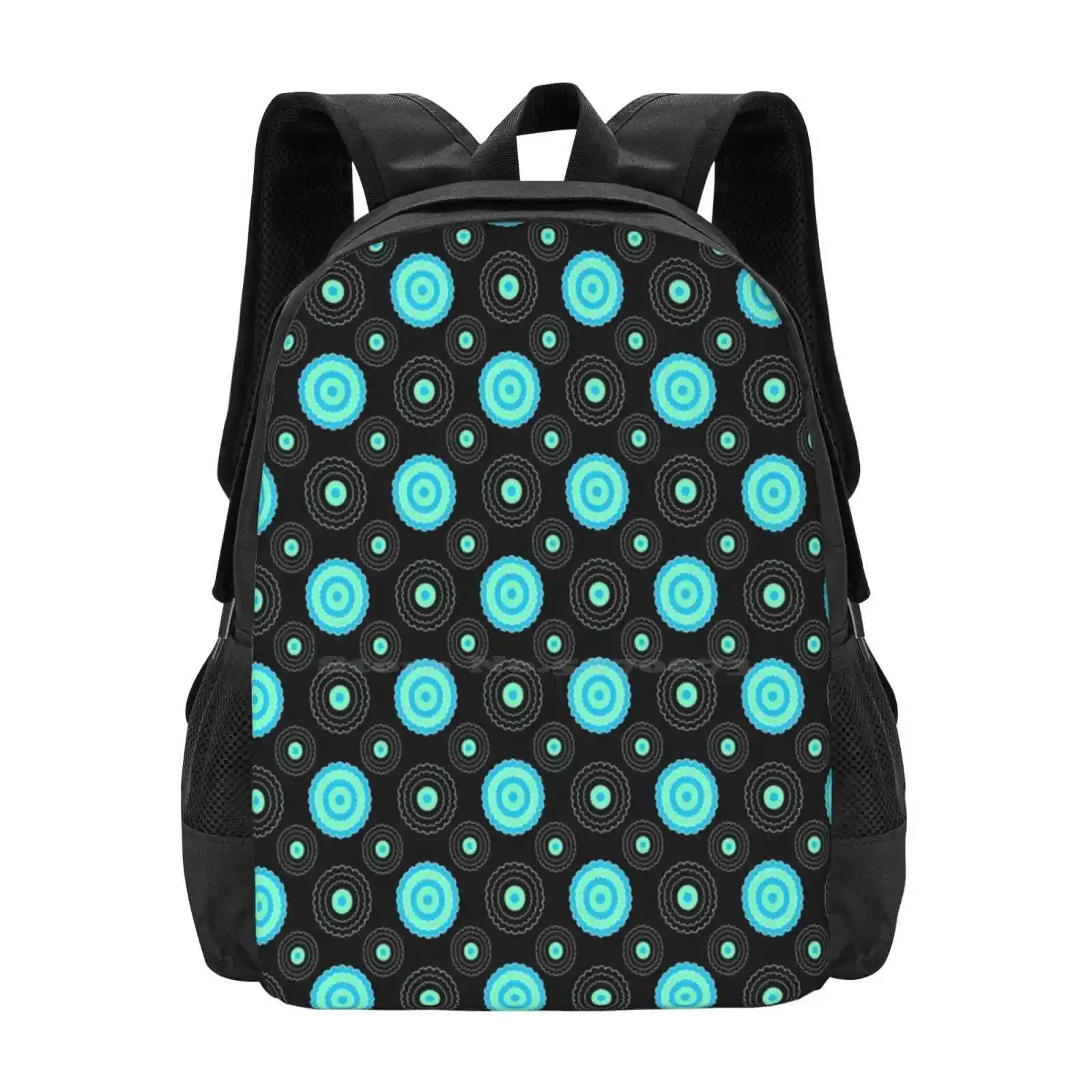 

Flower Circle Pattern In Aqua Blue And Black Design 631 Hot Sale Schoolbag Backpack Fashion Bags Flower Pattern Circle Cute
