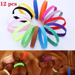 12 Pcs/Set Puppy Newborn Pets Identify Collars Adjustable Nylon Small Pet Dog Collar Kitten Necklace Whelping Puppys Collars