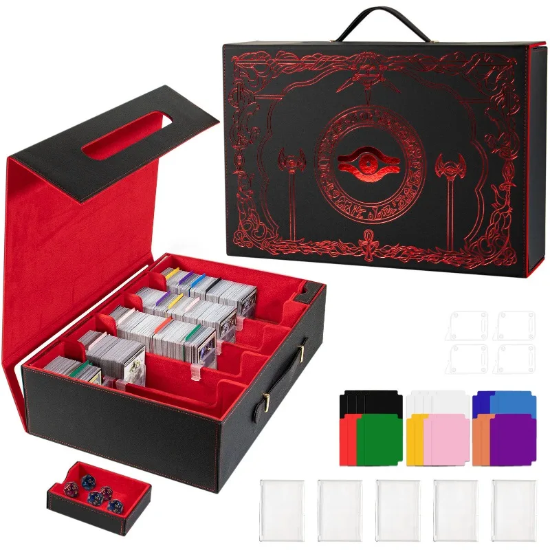Yu-Gi-Oh！Large Capacity Millennium‑Eye PU Leather Five Rows of Card Boxes Storage Portable Trading Card Case Holds 3900 Cards