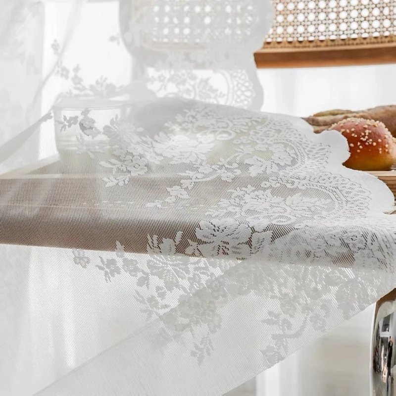 White Tulle Lace Window Screen Gauze Modern Thick Curtains for Living Dining Room Bedroom Luxury Custom Size Fashion Elegant