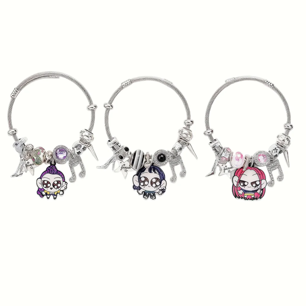 

1 KPop Demon Hunters stainless steel bracelet, adjustable DIY jewelry toy, anime and film related accessory, holiday gift