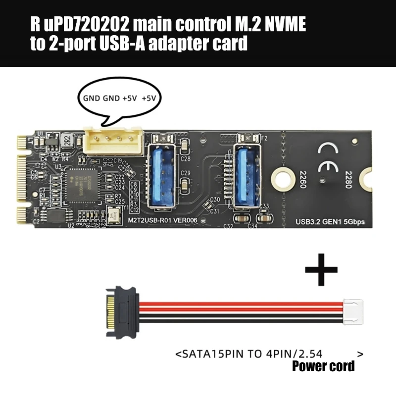 HX6A Toolless M.2 NVMEs To USB 3.2 Type A Adapter For Quick And Simple Installation