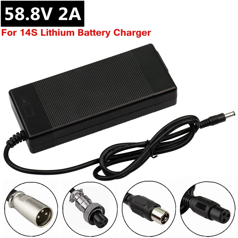 

58.8V 2A Lithium Battery Charger For 14S 52V Li-ion Battery Pack 120Watts High Power Fast Charging Charger High quality