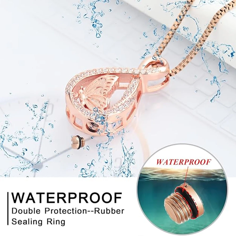 Butterfly Cremation Jewelry for Ashes Infinity Urn Necklaces for Ashes Pendant Locket Keepsake Memorial Jewelry for Urns