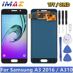 Tela LCD para samsung galaxy a3 2016 a310 sm-a310f a310f/ds, montagem de toque digitalizador, alta qualidade