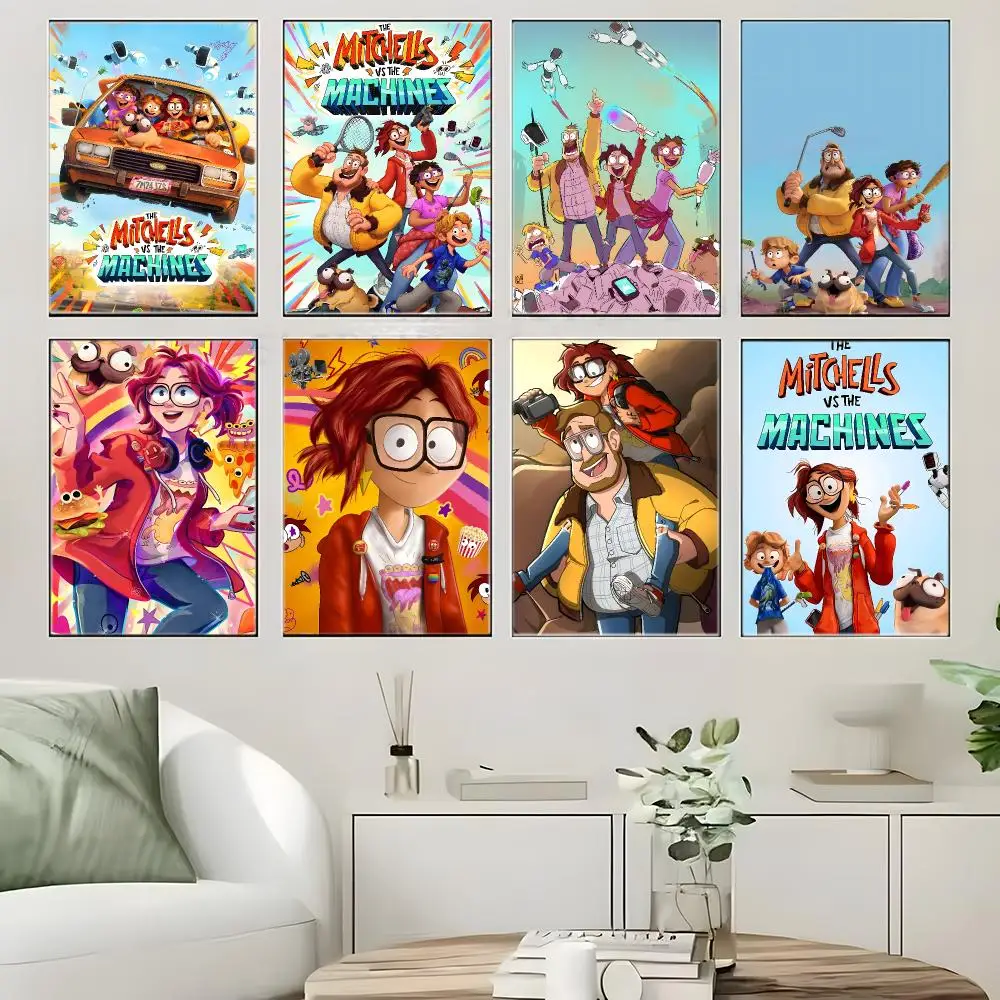 Animation T-The Mitchells vs The Machines Poster  Self-adhesive Art Waterproof Paper Sticker Coffee House Bar Room Wall Decor