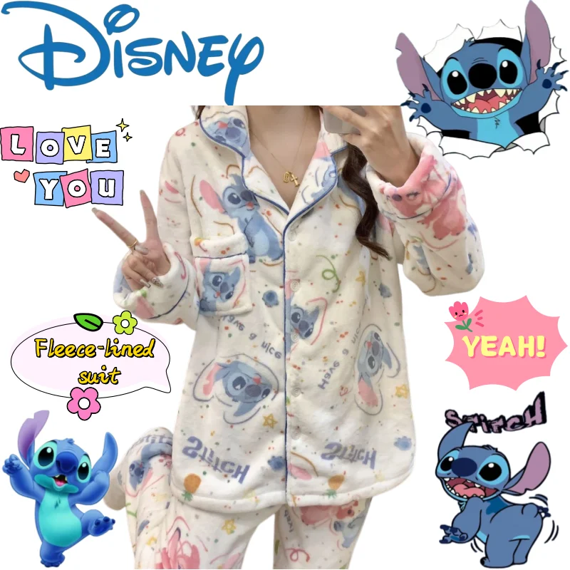 

Новый пижамный комплект Stitch Angel, креативная высококачественная теплая верхняя одежда с флисовой подкладкой в стиле аниме для мальчиков и девочек, домашняя одежда