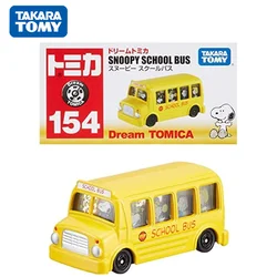 TAKARA TOMY Tomica NO.154 Snoopy School Bus Alloy Car Dream Series Simulation Alloy Finished Car Model Toy Collection Gifts