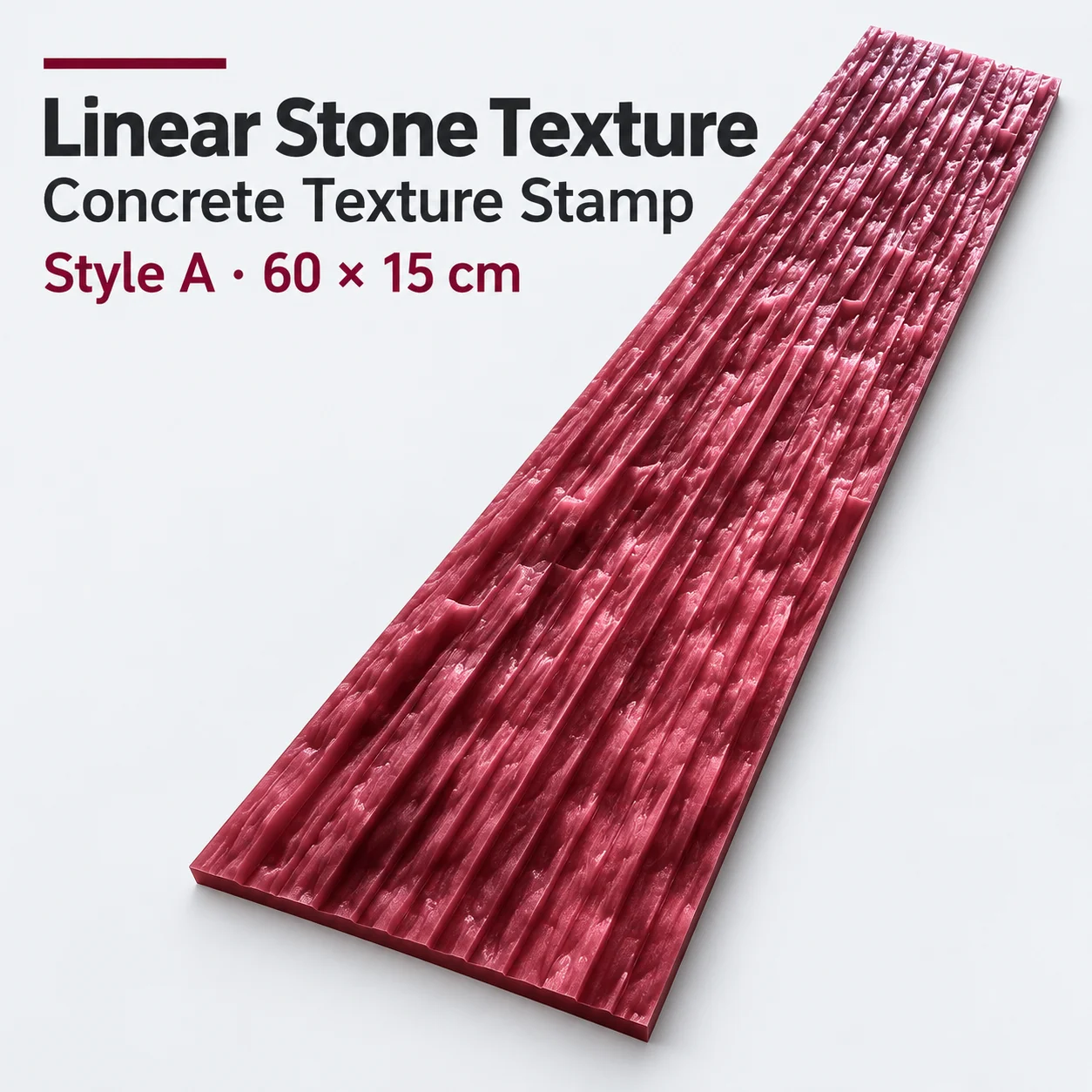 Concrete Molds Linear Stone Texture Stamp 60x15cm, Reusable Plastic Wall & Floor Embossing Mold for Cultural Stone