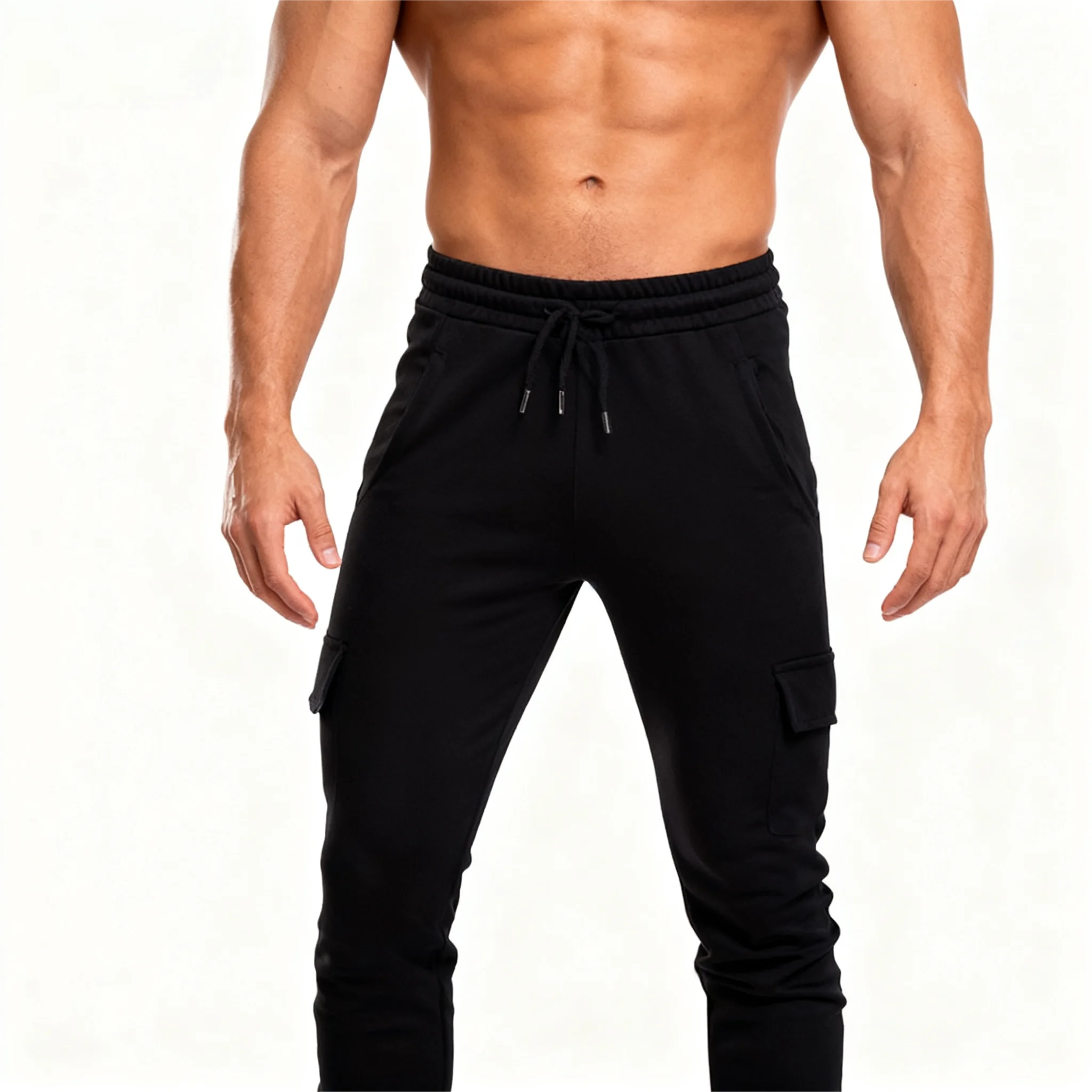 

Trendy Unisex Solid Sweatpants Plush Stretch Waist Sports Joggers Street Style Multi-Occasion Casual Pants