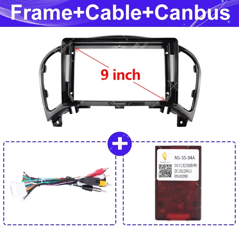 9 Inch UV Black 2Din Car Frame Fascia Panel Dashboard Cable Harness Car Accessories Fit For Nissan Juke 2011-2016 Android Radio image 3